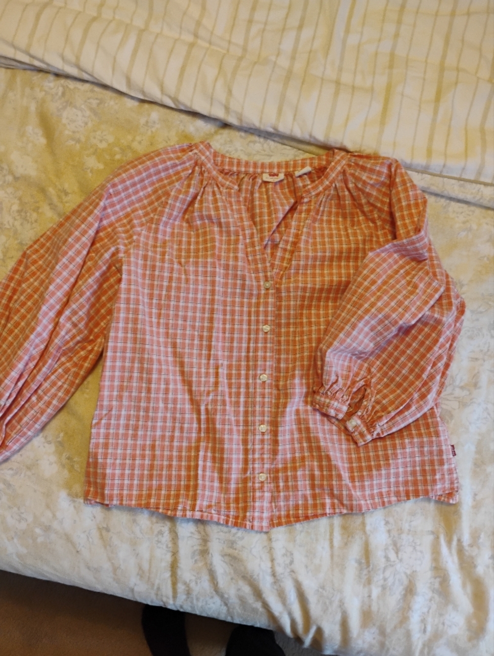 Levi peasant blouse Plaid